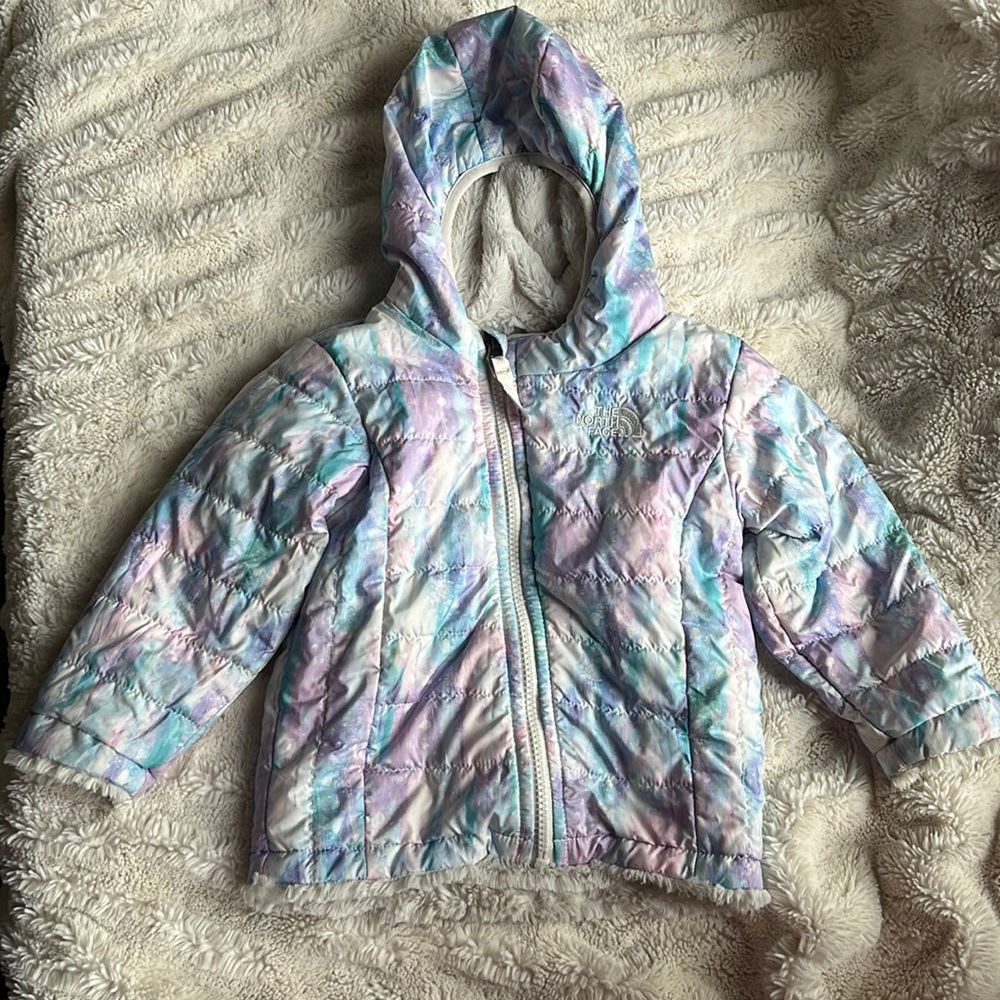 North Face Girls Reversible Winter Jacket with Elastic Hood